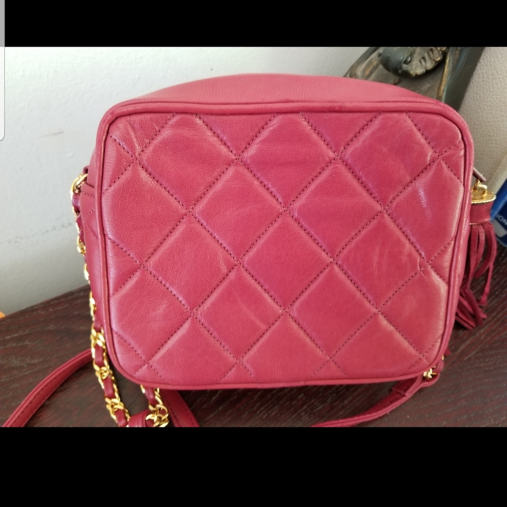 Vintage  Jay Herbert mini small leather red chain camera tassel bag